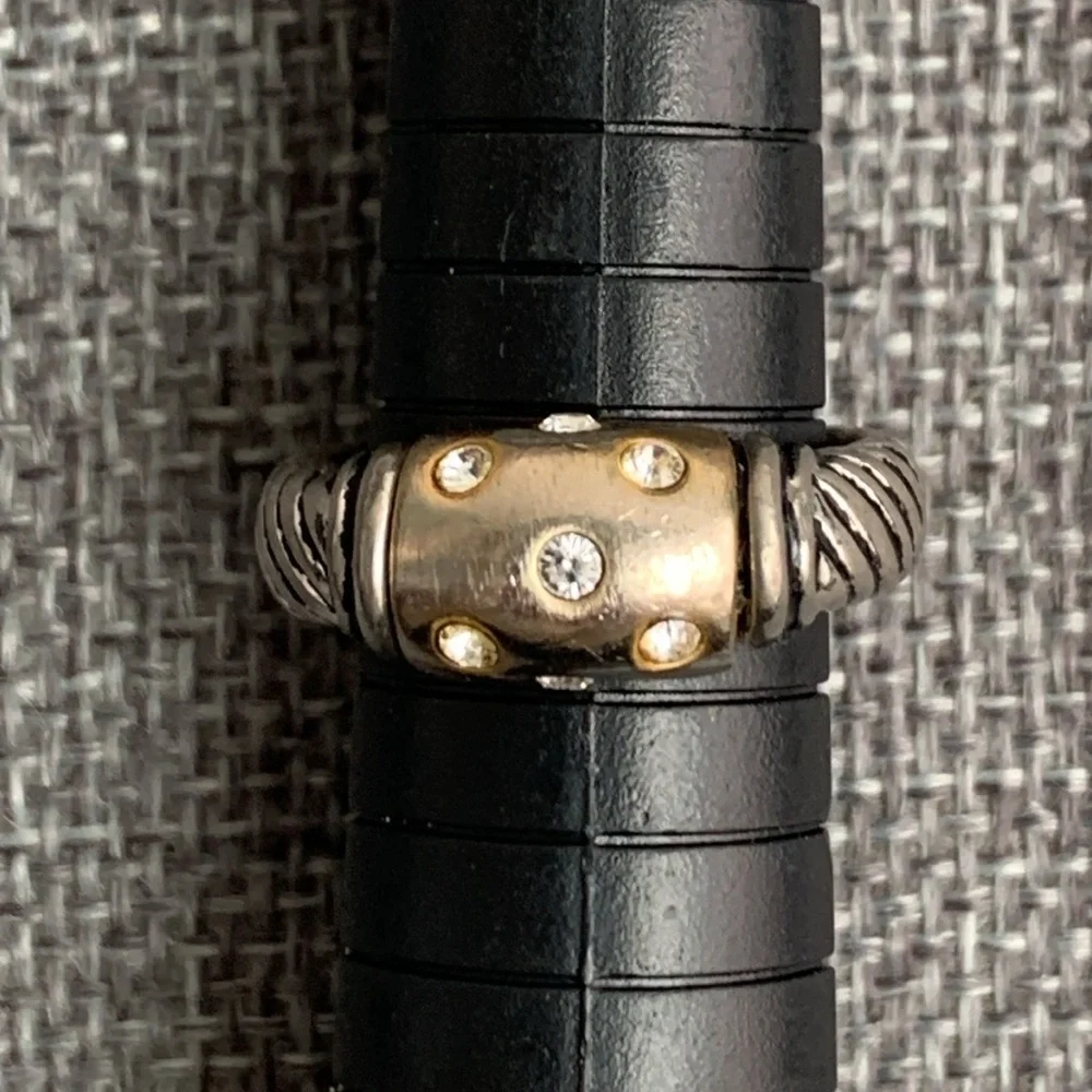 Silver & Gold Tone Ring with Rhinestones‎ size 7